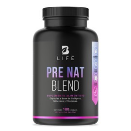Ácido Fólico, Calcio, Vitaminas, Colágeno Hidrolizado, Magnesio. Multivitamínico para Maternidad. 180 Cápsulas. Pre Nat Blend B Life