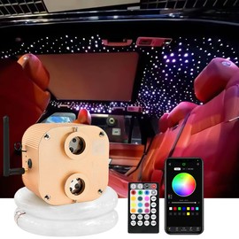 ATOKEE Fiber Optic Lights, 20W Dual-Head Twinkle Starlight Headliner Kit for Car Home Use, 600pcs*0.03in*9.8ft Star Lights for Car Controlled Via APP/Remote