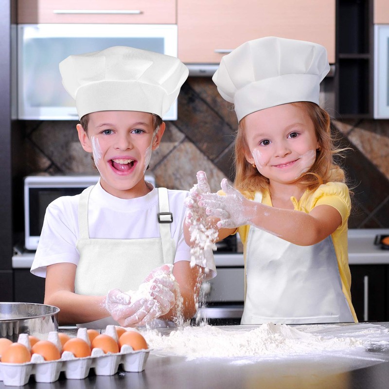 CHENGU 8 Pcs Kids Apron and Chef Hat Set Child