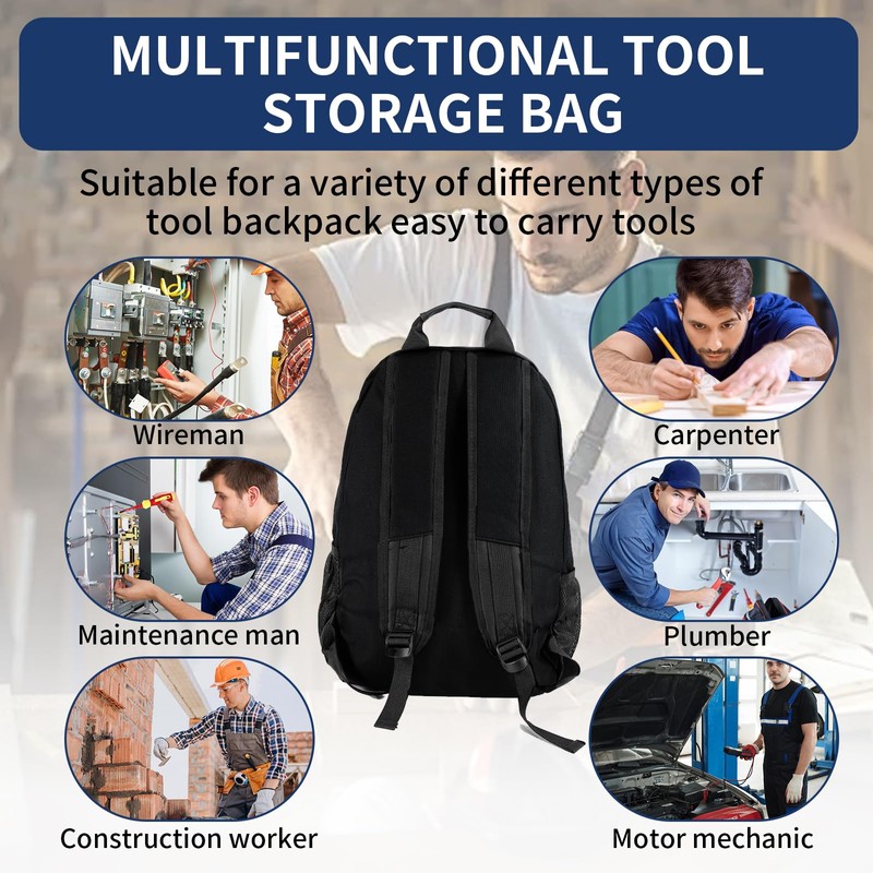 Tool Backpack Heavy Duty,1680D Implements Carrier for Electrician,Havc Tool Bag