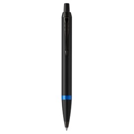 Parker IM Premium Ballpoint Pen | Matte Black with Marine Blue Ring | Black Ink | Gift Boxed