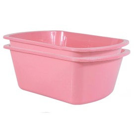 Vakly Wash Basins – Rectangular Plastic Hospital Bedside Soaking Tub - Small 7 Qt Graduated Bucket - Portable Washbasin for Washing, Cleaning, Foot Bath, Dishes, Face Cleansing Bowl (2, Pink)