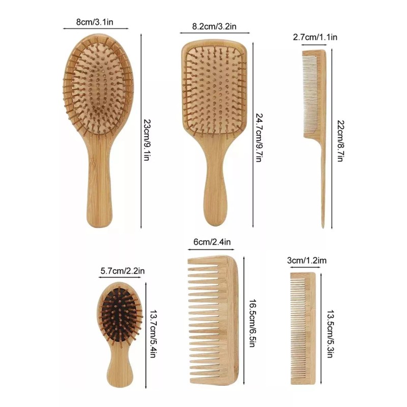 Opál Cosmética Kit Cepillos Y Peines De Bambú Antifrizz +