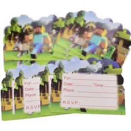 12PCS Christmas Party Invitations Cards, Green Theme Birthday Party Invitations Cards for Boys Girls Childs