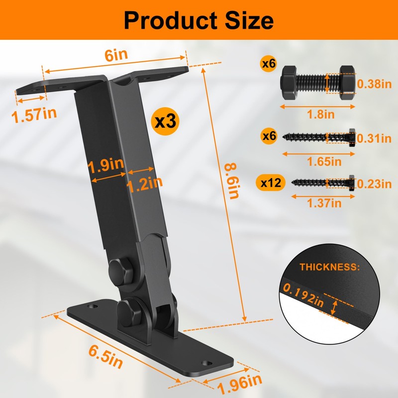 Heavy Duty Roof Riser Brackets Kit, TROPTOLKY Adjustable Height Angle