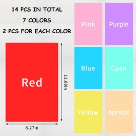 14Pcs Colored Overlays Dyslexia Reading Strips, 7 Colors Dyslexia Reading Strips for Dyslexia, 11 x 8.5" Reading Color Overlays, Guided Reading Highlight Strips, ADHD and to Reduce Visual Stress