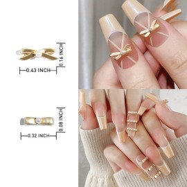 Light Rain Bow Nail Charms, 3D Cute Kawaii Metal Y2K for Acrylic Nails DIY Ballet Style Nail Art Decals, Rose Gold, 40 Pcs