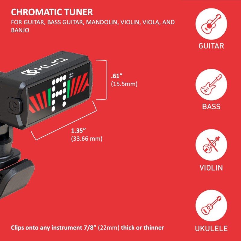 KLIQ Ultra-TinyTuner (UT2), Micro Clip-On Tuner for All Instruments -