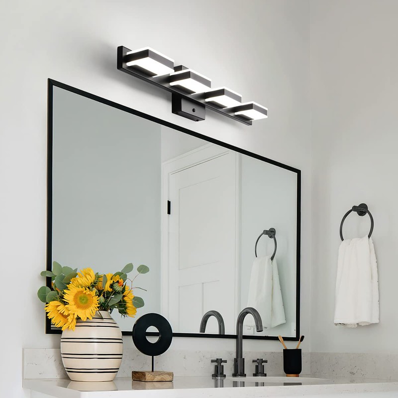 mirrea 24" Black Vanity Lights for Bathroom 4 Light Vanity