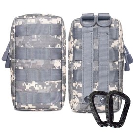 2 Pack Molle Pouches, Utility Pouch Small Water-Resistant Tactical Compact EDC for Tactical Military Backpack (2 Pack Z-ACU)