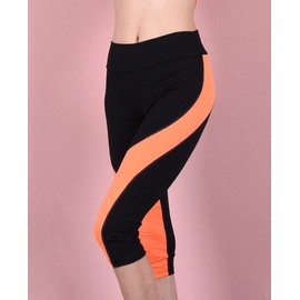 Sporty Style High-Waist U-Design Cotonas 3/4 Length Yoga Pants SN1706-0100 Black/FREE