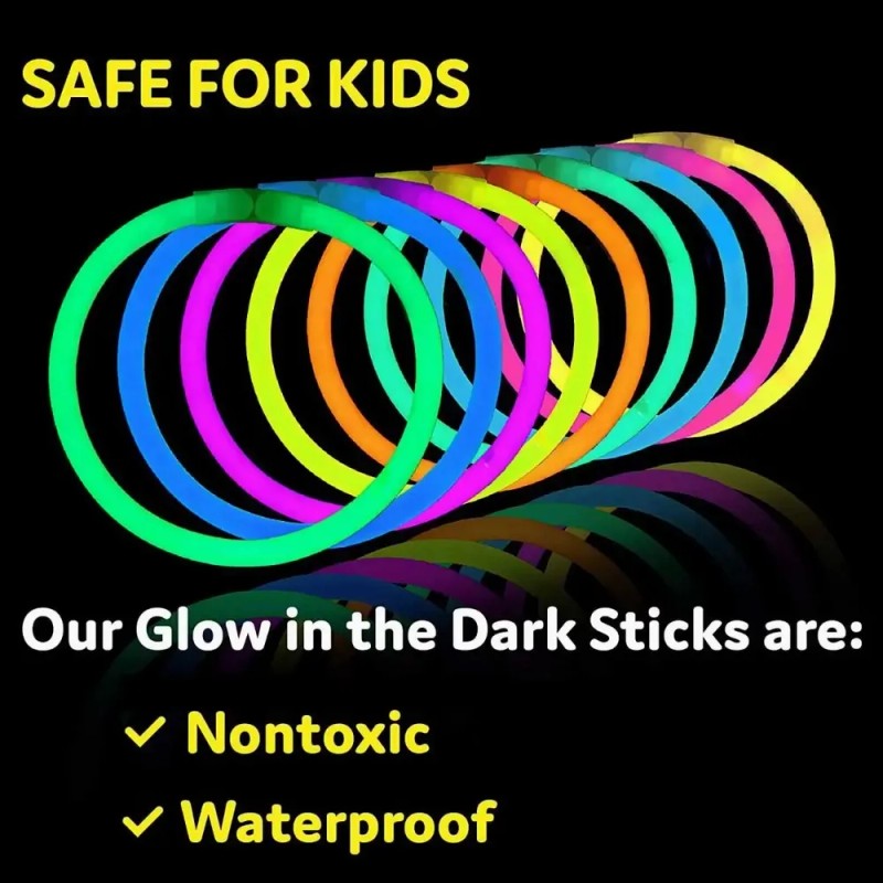 Pack de 100 Pulseras Neón Luminosas YOSGO para Fiestas y