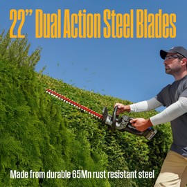 Westinghouse 20V Cordless Hedge Trimmer, 22 Inch Dual-Action Steel Blades, 2.0Ah Battery and Charger Included
