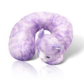 Cloudz Kids Super Soft N' Cuddly Animal Airplane Travel Neck Pillow! Keep Children Comfy and Supported with a Buddy While Traveling or just Resting at Home - Purple Cat