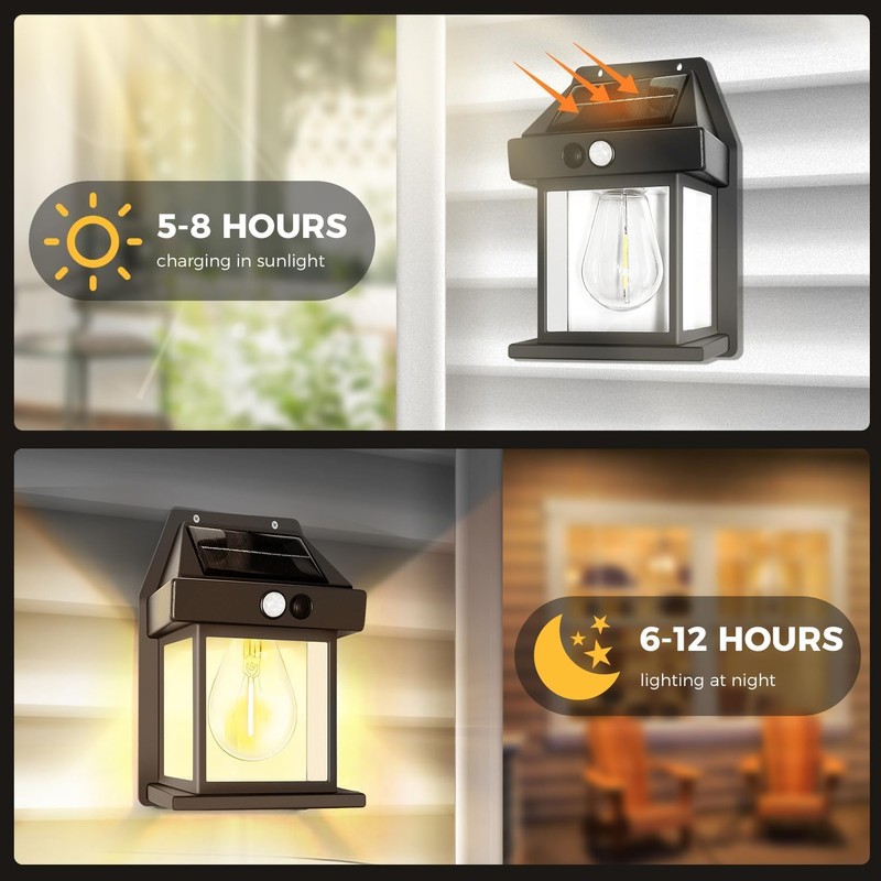 XIJUAN Solar Wall Lights Outdoor, Dusk to Dawn Motion Sensor
