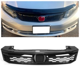 KUAFU Front Bumper Hood Mesh Grille Compatible with 2012 Honda Civic 4 Dr Sedan JDM Style Replace for HO1200206 71121TR0A01 Grill Replacement