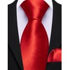 Barry.Wang Men's Solid Color Extra Long Tie and Pocket Square