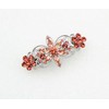 Faship Gorgeous Coral Rhinestone Crystal Flora Hair Barrette Clip