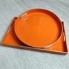 Spsyrine Round Orange Decorative Tray, 13" Plastic Serving Table Tray
