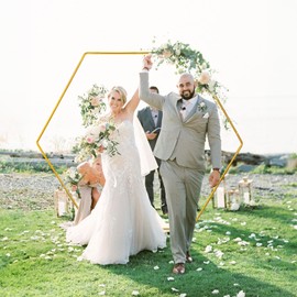 6.6 FT Hexagon Arch, Wedding Arch Hexagon Wedding Arches for Party Birthday Graduation Anniversary Baby Shower, Indoor Outdoor Backdrop Stand Decoration (Golden)