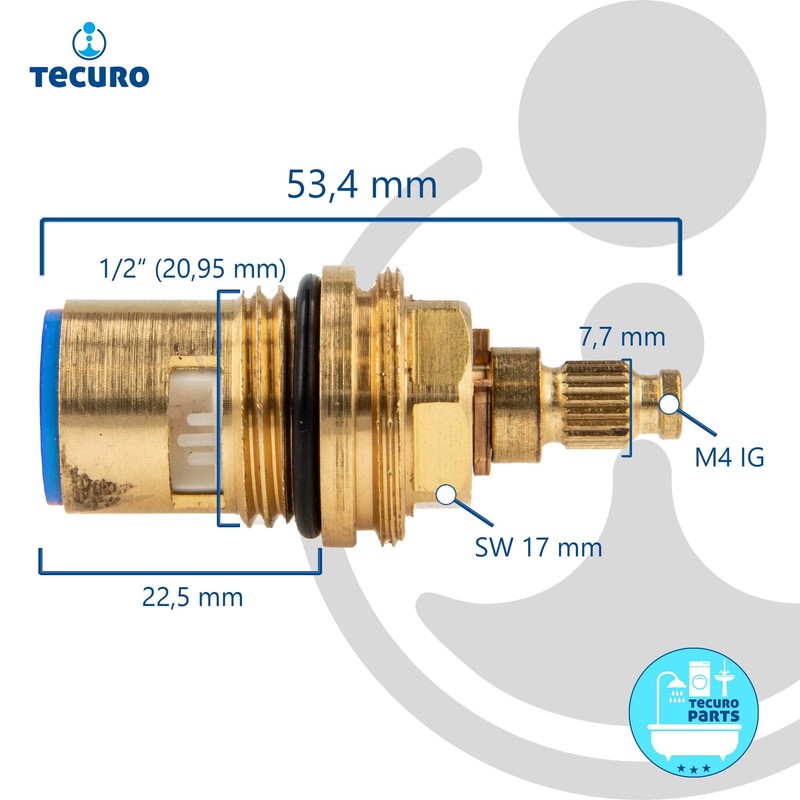 'Tecuro Ceramic Valve Bonnet 1/2 Inch 90 ° for Two-Arm