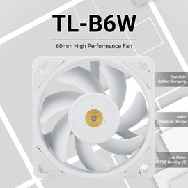 Thermalright TL-B6W CPU Cooling Fan Case Cooling Fan,6025,PC Cooler Quiet Fan,White Ice CPU Fan,3200RPM(TL-B6W)
