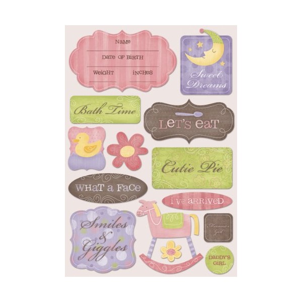 Baby Girl Cardstock Stickers 5.5"X9"-Smiles & Giggles
