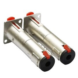2 Pack 1/4 TRS to TRS Female Audio Feed Thru Connector Adapter for D Panel Mounting Black Silver (Silver（2pcs)
