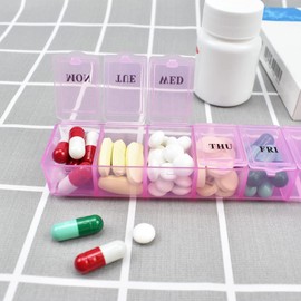 Pill Box Organiser 7 Day One Time a Day Pill Dispenser Storage Case for Medication, Supplements, Vitamins and Cod Liver Oil Pink