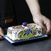 Ceramic Butter Dish with Lid Bohemia Hand Drawn Butter Plate