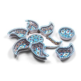 KAMSAH Plate Set & Serving Platter, Custom Hand-Painted Ceramic Appetizer Tray Serving Dishes for Celebrations, Parties and Events (Star - Large, Turquoise)