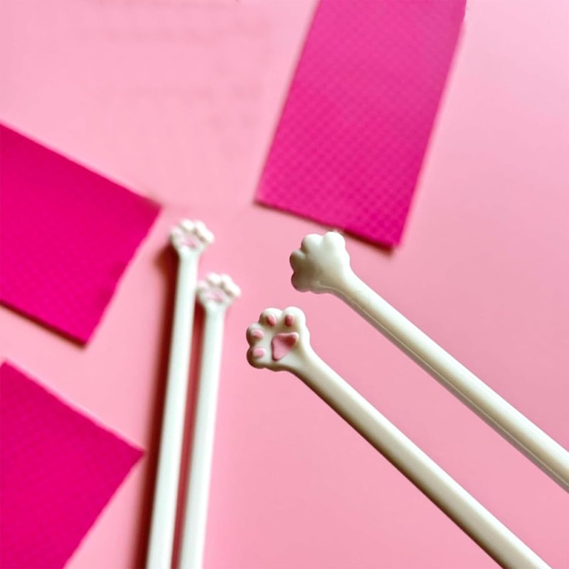 Yeanifeana 2 Pairs Cat Paw Chopsticks, Non-Slip Pink Plastic Chopsticks