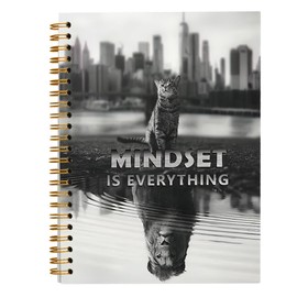 Tizzer Mindset is Everything Cat Tiger Motivational Lined Hardcover College Ruled Spiral Notebook Journal for Work Notes Journaling 5.5×8.3 Inch,Mindset Encouragement Gift