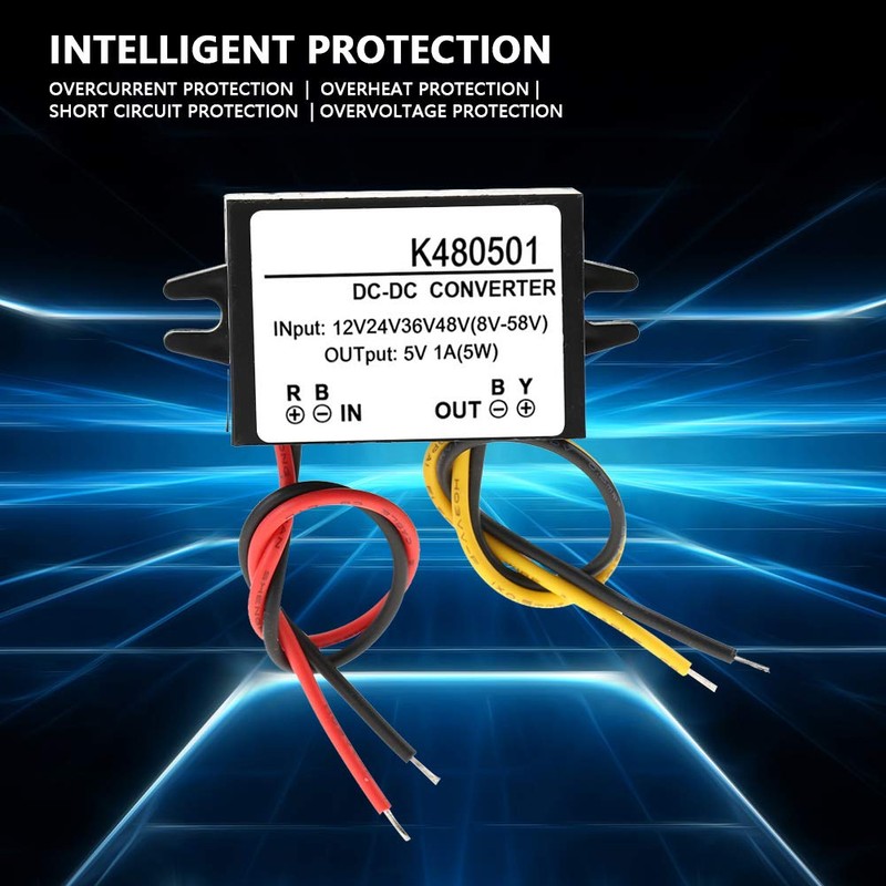 DC-DC 12V/24V/36V/48V to 5V 1A Car Power Converter Buck Voltage