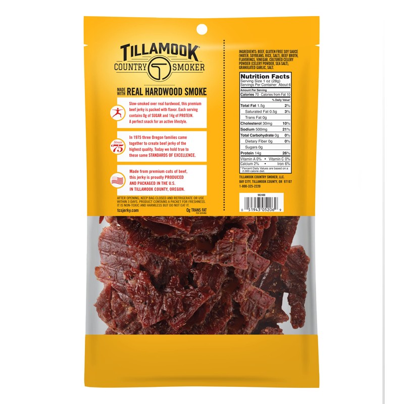 Tillamook Country Smoker Zero Sugar Original Keto Friendly Beef Jerky,