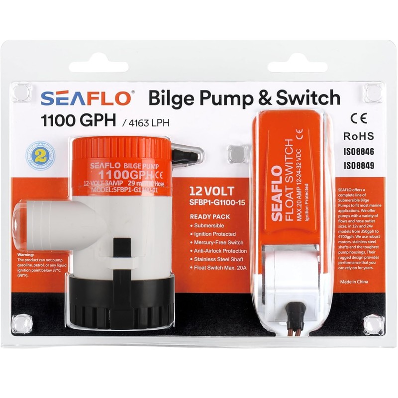 SEAFLO 01-Series 1100 GPH Bilge Pump with 01-Series Bilge Pump