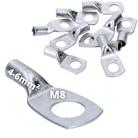 Cembre A1-M8 Tube Cable Lug 4-6 mm² M8 Uninsulated Tin-Plated Copper Pack of 10