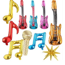 RKMYTR 10-Piece Music Decor Latex Balloons - Durable Inflatable Musical Instrument Party Supplies for Birthdays (Suitable for Kids & Adults)
