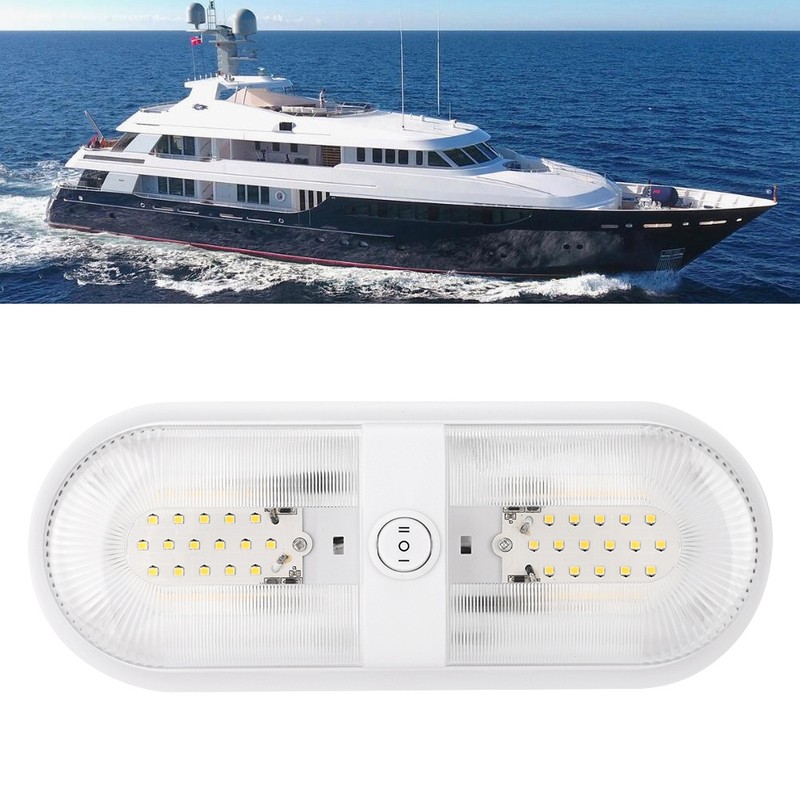 RV Ceiling Light LED Fixture Double Dome 4500K Camp Trailer