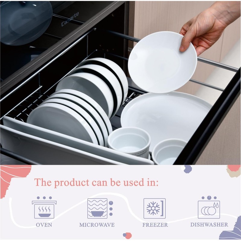 Miicol Small Dessert Plates Set of 6, Ceramic White Appetizer