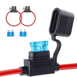 2PCS Fuse Holder, Inline 12V 18AWG Car Gauge Inline Fuse with 10A ATC/ATO Standard Fuses for Automotive, Marine Lighting (16AMG)