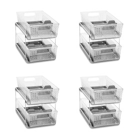 madesmart 2 Tier Organizer, Pack of 4, Plastic, Clear