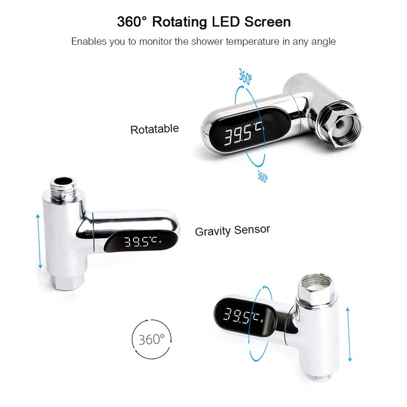 Shower Thermometer, LED Digital Shower Temperature Display 0~100℃ Baby Bath