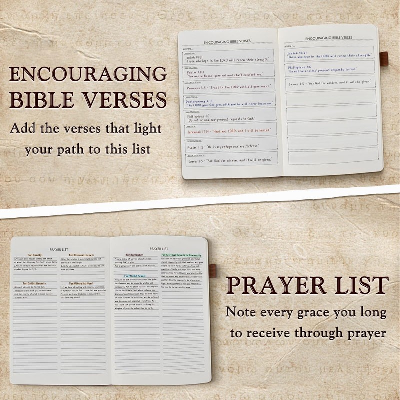 Leather Christian Bible Journal for Men, Prayer Journal for Scripture