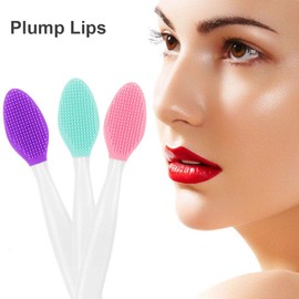 3PCS Silicone Exfoliating Lip Brush 2 in 1 Double-Sided Soft & 2PCS Facial Cleaning Brushes Pad for Smoother and Fuller Lip Appearance Cleanning Blackhead