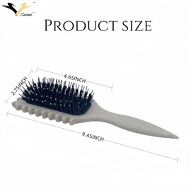 Castaic Curly Hair Brush, Boar Bristle Hair Brush for Shaping Men's and Women's Curly Hair,Reduce Separation (Cream-coloured)