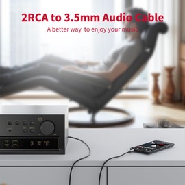 REOFINE 3.5mm to RCA Cable (3Feet/1M),3.5 mm 1/8 to RCA 2-Male Headphone Jack Adapter HiFi Sound Splitter Auxiliary Cord for Smartphone,MP3 Players,Laptops,Tablet,Speaker