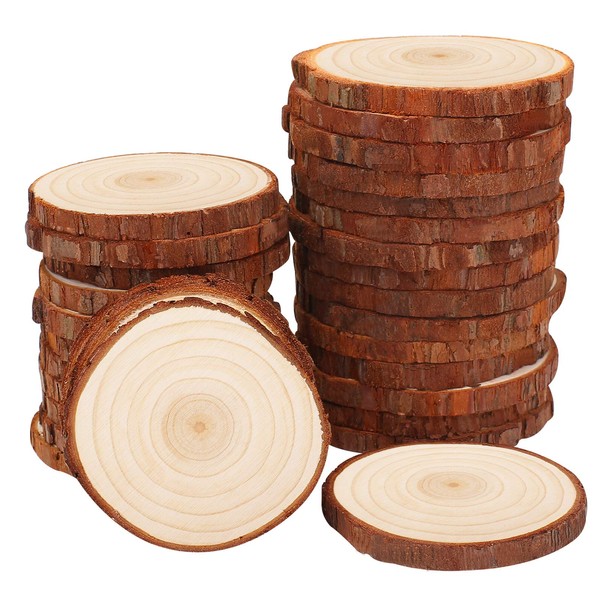 Fuyit Unfinished Wood Slices with No Hole, 30 Pcs 2.4-2.8