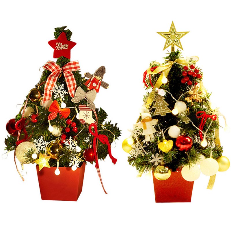 Mini Christmas Tree Decoration with Light Artificial Christmas Trees Decorated