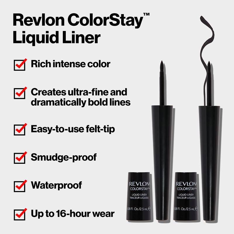 Revlon Liquid Eyeliner, ColorStay Eye Makeup, Waterproof, Smudgeproof, Stocking Stuffer